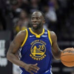 Golden State Warriors forward Draymond Green against the Sacramento Kings during the second half of an NBA basketball play-in tournament game Tuesday, April 16, 2024, in Sacramento, Calif.
