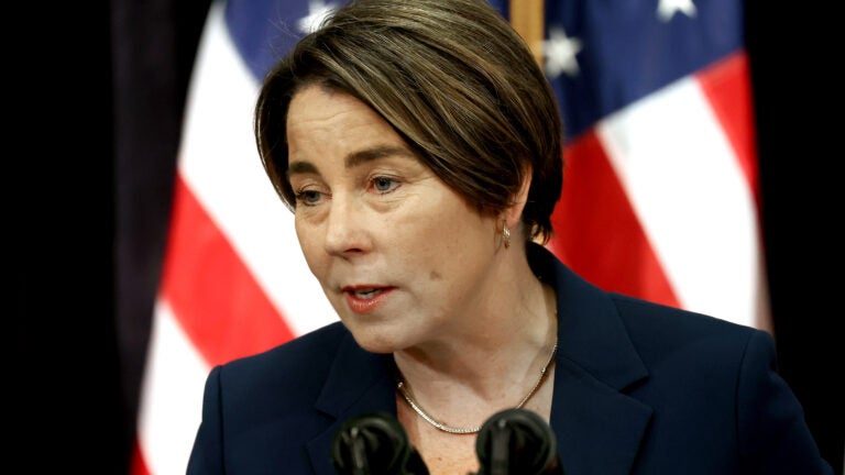 Governor Maura Healey holds a news conference at the Massachusetts State House.