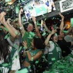 Fans celebrate the Celtics winning Game 5 of the NBA Finals against the Mavericks at The Greatest Bar in Boston.