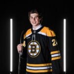 LAS VEGAS, NEVADA - JUNE 28: Dean Letourneau poses for a portrait after being drafted by the Boston Bruins with the 25th overall pick during the 2024 Upper Deck NHL Draft at Sphere on June 28, 2024 in Las Vegas, Nevada.