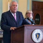 House Speaker Ronald Mariano and fellow Democratic Senate President Karen Spilka.