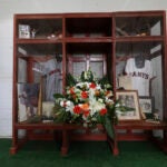 A memorial to Willie Mays is seen inside Rickwood Field.