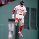 Boston Red Sox's Jarren Duran celebrates after his walk-off RBI single.