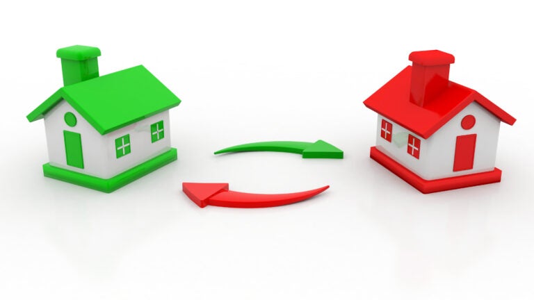 House exchange, Real estate concept. 3d rendering