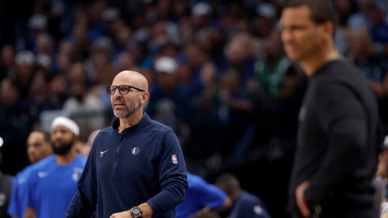 Dallas Mavericks head coach Jason Kidd looks on during the second quarter in Game 4 of the NBA Finals. The Dallas Mavericks hosted the Boston Celtics at American Airlines Center on Friday, June 14, 2024.