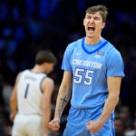Creighton's Baylor Scheierman reacts during an NCAA college basketball game, Saturday, March 9, 2024, in Philadelphia.