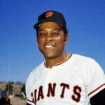 FILE - New York Giants' Willie Mays poses for a photo during spring training in 1972.