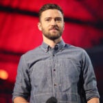 Justin Timberlake speaks on stage during XQ Super School Live, presented by EIF, at Barker Hangar on Sept. 8, 2017, in California.