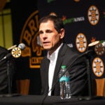 Boston Bruins, Cam Neely, President and Don Sweeney, GM during the team’s end of season press conference at TD Garden in Boston, MA.