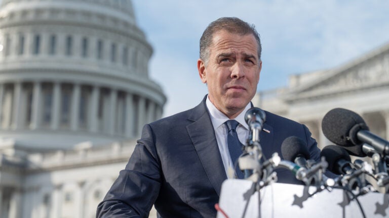 Hunter Biden talks to reporters outside the U.S. Capitol in December.