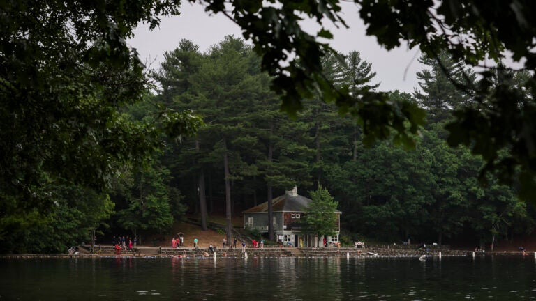 The beach at Walden Pond.