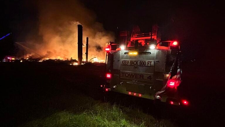 A fire erupted at a mill in Woonsocket, R.I., on Monday