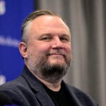 Philadelphia 76ers' Daryl Morey speaks with members of the media at the NBA basketball team's practice facility, Tuesday, July 23, 2024, in Camden, N.J.