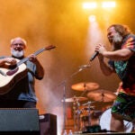 Kyle Gass, left, and Jack Black of Tenacious D perform at the Louder Than Life Music Festival in Louisville, Ky.