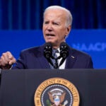 President Joe Biden speaks at the 115th NAACP National Convention in Las Vegas.