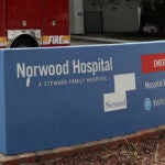 The sign for Norwood Hospital, a Steward Health Care hospital.