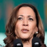 Vice President Kamala Harris delivers remarks at a gathering.