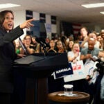 Vice President Kamala Harris speaks at her campaign headquarters in Wilmington, Del., Monday, July 22, 2024.