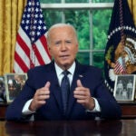 President Joe Biden addresses the nation from the Oval Office of the White House in Washington, Sunday, July 14, 2024, about the assassination attempt of Republican presidential candidate former President Donald Trump at a campaign rally in Pennsylvania.