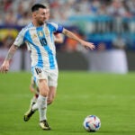Argentina's Lionel Messi dribbles during a Copa America semifinal soccer match against Canada.