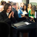Vice President Kamala Harris speaks at her campaign headquarters in Wilmington, Del., Monday, July 22, 2024.