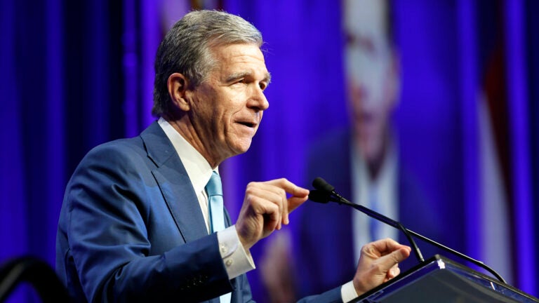 North Carolina Governor Roy Cooper speaks at the North Carolina Democratic Unity Dinner in Raleigh, N.C., Saturday, July 20, 2024.