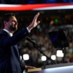 Republican vice presidential candidate Sen. JD Vance, R-Ohio, speaks at the 2024 Republican National Convention at the Fiserv Forum, Wednesday, July 17, 2024, in Milwaukee.