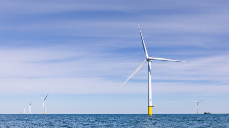 A wind turbine located 15 miles south of Martha's Vineyard.