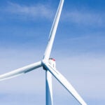 A GE Haliade-X Turbine Stands in the Vineyard Wind project area South of Martha’s Vineyard.