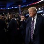 Republican presidential candidate, former U.S. President Donald Trump arrives on the third day of the Republican National Convention at the Fiserv Forum on July 17, 2024 in Milwaukee, Wisconsin.