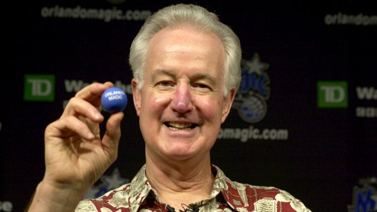 Orlando Magic senior vice president Pat Williams chats with media about the upcoming NBA draft, May 21, 2004 in Orlando, Fla.