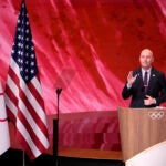 Utah Gov. Spencer Cox speaks about Salt Lake City's bid to host the 2034 Winter Olympics, during the 142nd IOC session at the 2024 Summer Olympics.