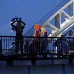 Drag queen Piche prepares to perform, at the Debilly Bridge in Paris, during the opening ceremony of the 2024 Summer Olympics.