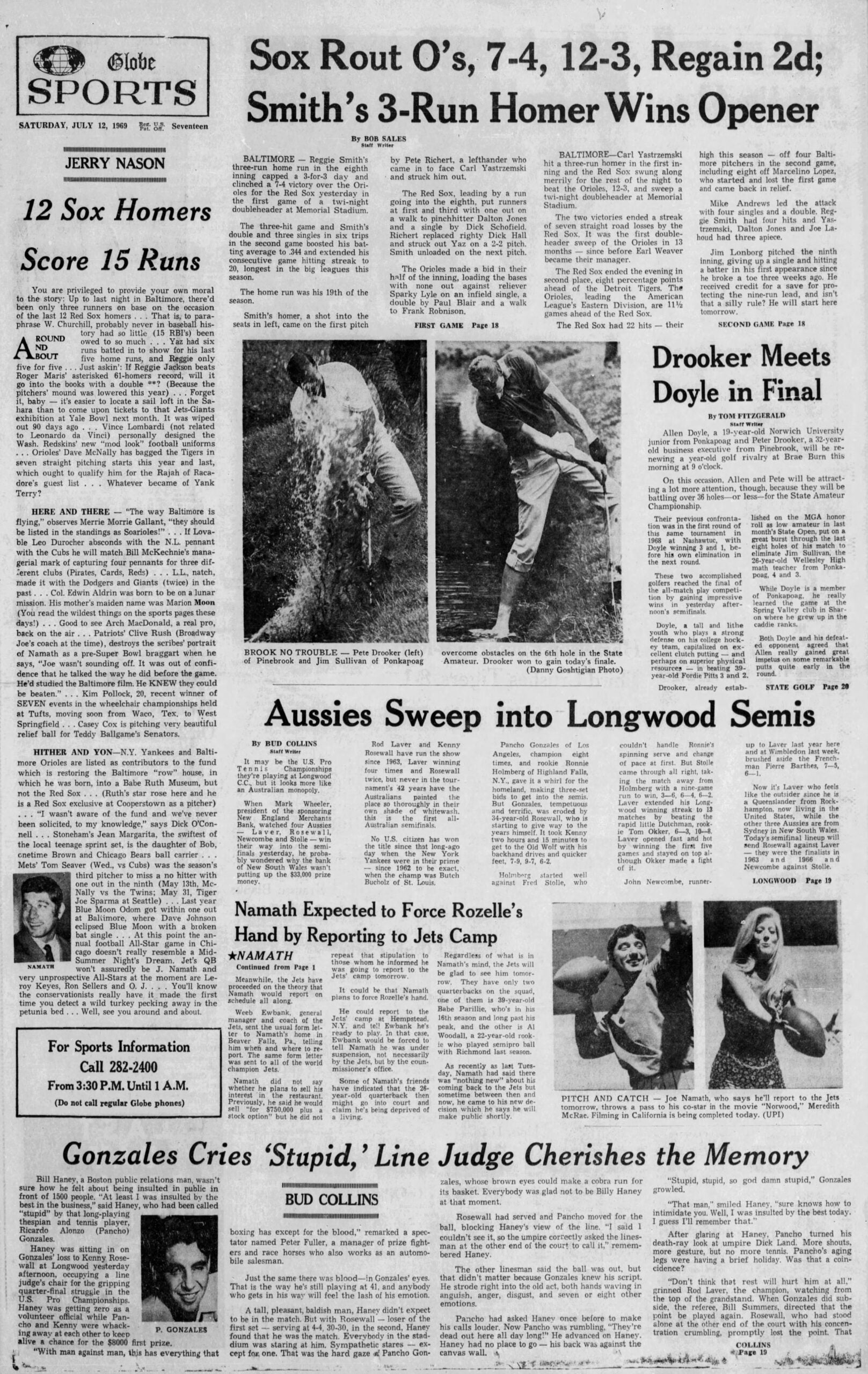 1969 Red Sox Boston Globe Sports