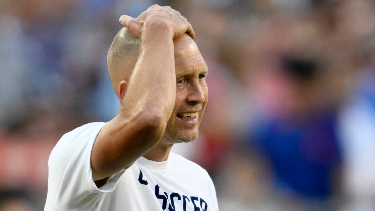 United States coach Gregg Berhalter reacts during the first half of the Copa America Group C match against Uruguay.