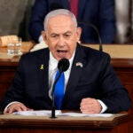 Israeli Prime Minister Benjamin Netanyahu speaks to a joint meeting of Congress at the Capitol in Washington, Wednesday, July 24, 2024.