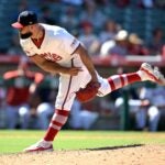 Luis Garcia, formerly of the Los Angeles Angels, earns a save in a game against the Athletics July 28. Garcia was traded Tuesday to the Red Sox.