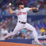 Kutter Crawford of the Red Sox pitches against the Miami Marlins during the first inning.