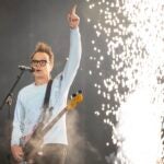 Mark Hoppus of blink-182 performs at Fenway Park on July 23, 2024.