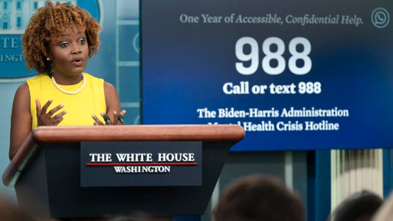 White House Press Secretary Karine Jean-Pierre speaks about the mental health crisis hotline.