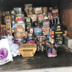 A cache of illegal fireworks seized by Mass. State Police.