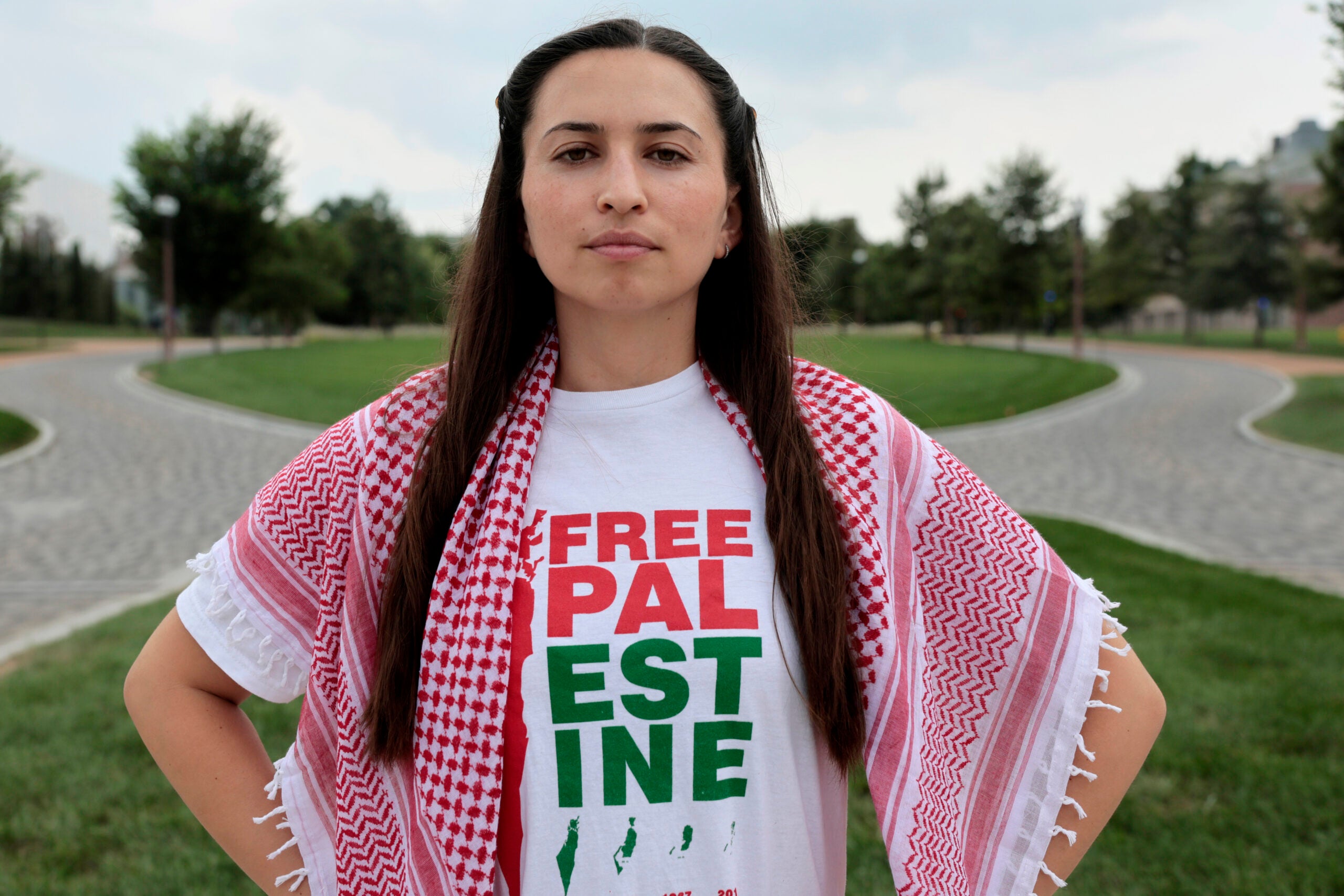 Valencia Alvarez poses for a portrait outside Washington University in St. Louis.