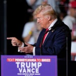 Republican presidential candidate former President Donald Trump speaking during a campaign rally in Harrisburg, Pa.