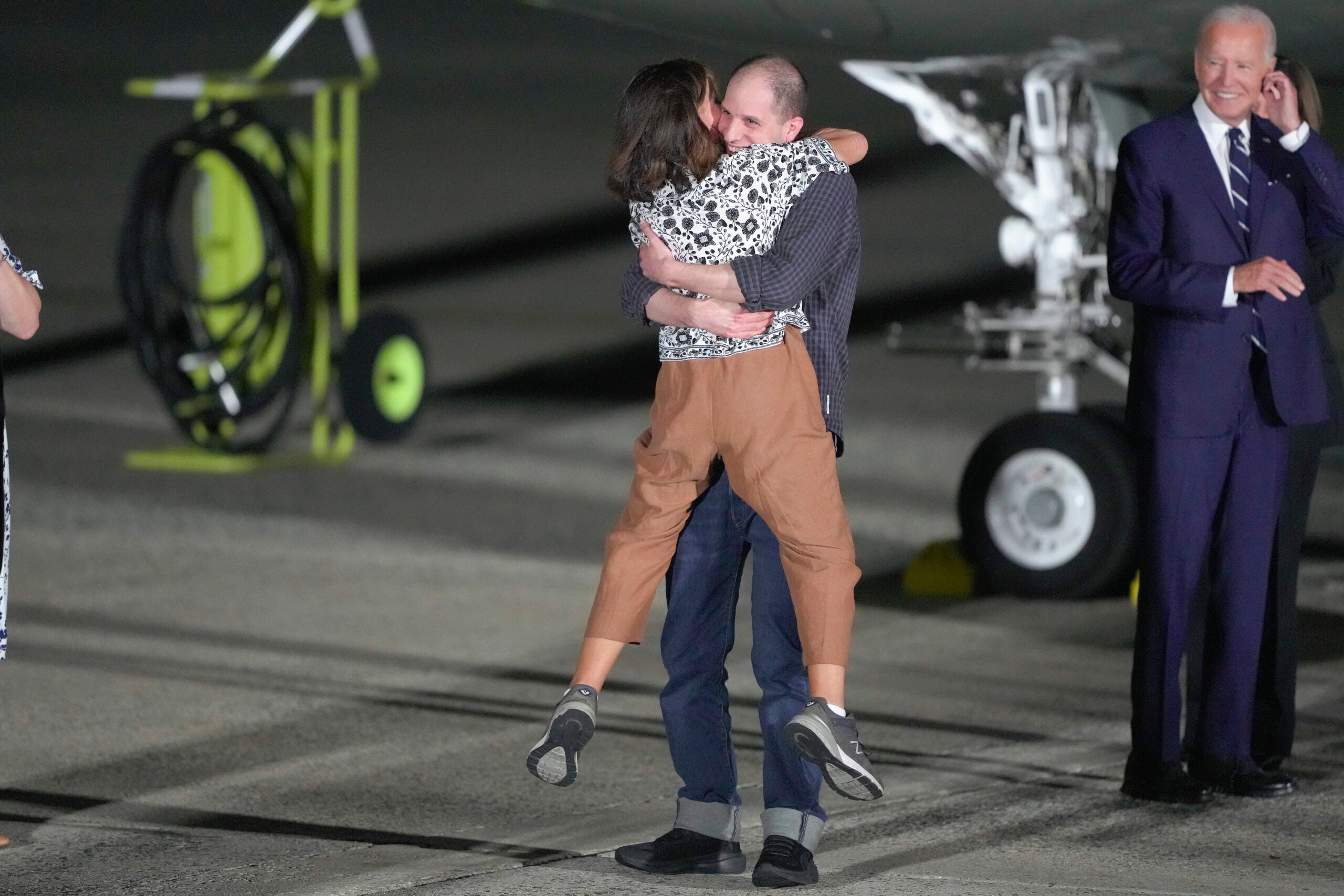Reporter Evan Gershkovich hugs his mother, Ella Milman.