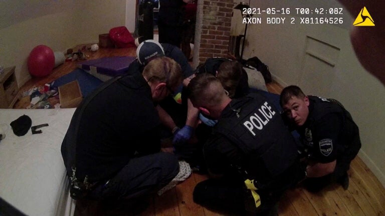 Burlington Police Department body cam footage of a police interaction with a Black teen in his home on May 15, 2021 in Burlington, Vt.