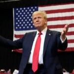 Republican presidential nominee former President Donald Trump arrives to speak at a campaign rally in Bozeman, Mont.