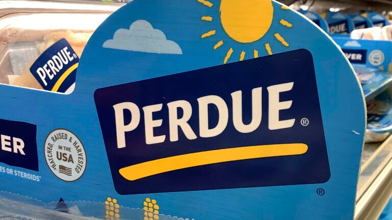 Perdue products sit in a poultry section of a supermarket in Palisades Park, N.J.