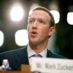 Facebook CEO Mark Zuckerberg testifies before a joint hearing of the Commerce and Judiciary Committees on Capitol Hill in Washington, April 10, 2018.