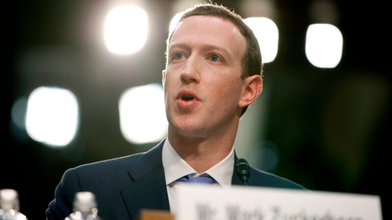 Facebook CEO Mark Zuckerberg testifies before a joint hearing of the Commerce and Judiciary Committees on Capitol Hill in Washington, April 10, 2018.