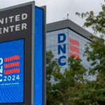 Work continues at the United Center before the upcoming Democratic National Convention, Thursday, Aug. 15, 2024, in Chicago.